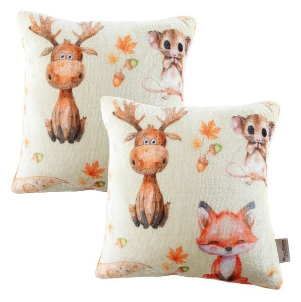 Set de 2 fețe pernuțe din micropluș PRIETENI 40 x 40 cm