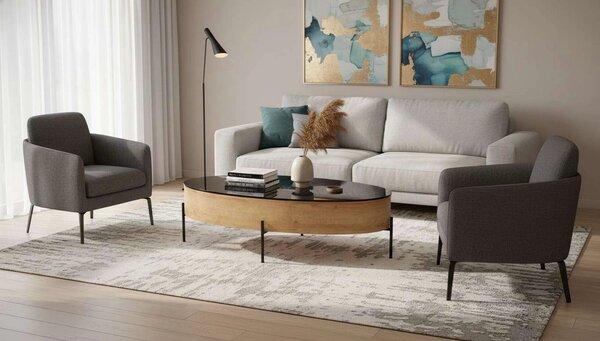 Masuta cafea ZENGA stejar auriu/negru, 120x60x37 cm