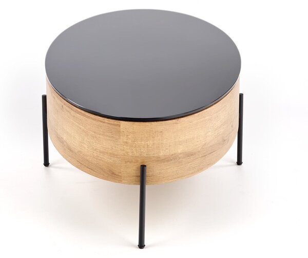 Masuta cafea ZENGA stejar auriu/negru, 120x60x37 cm