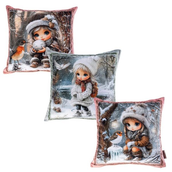 Set de 3 fețe pernuțe WINTER GIRLS 45 x 45 cm