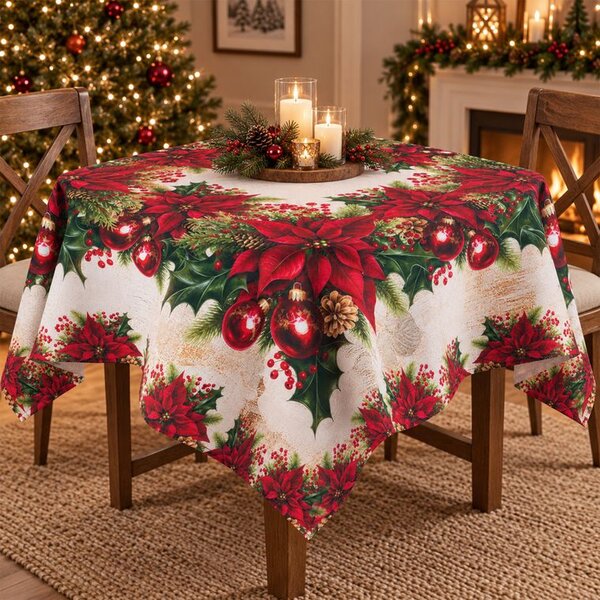 Față de masă centrală cu tratament de teflon CHRISTMAS STAR 85 x 85 cm