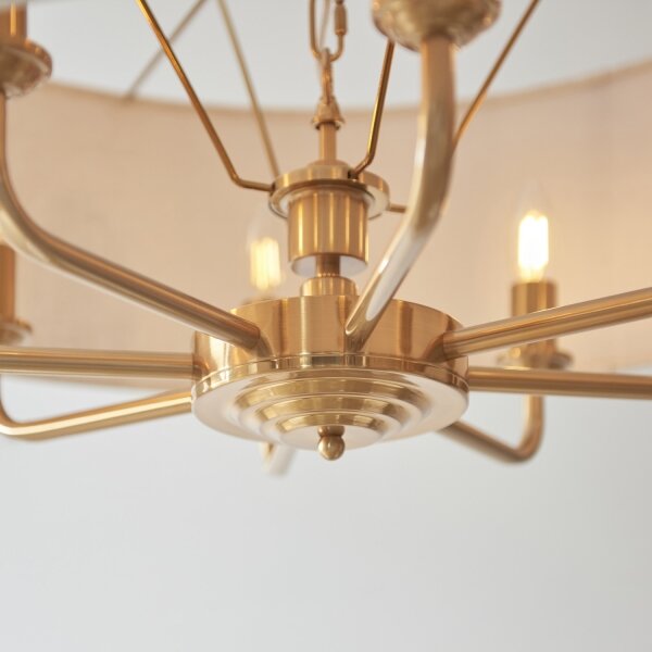 Endon 110727 - Candelabru cu lanț HIGHCLERE, 8xE14/40W/230V, bej/alamă, diam. 70 cm