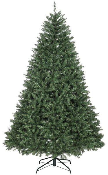 HOMCOM Brad de Crăciun Artificial 210 cm cu 2641 Ramuri Ignifuge, Brad de Crăciun Artificial Dens și Realist cu Bază Metalică Pliabilă, Asamblare Ușoară, pentru Casă și Spații Interioare, Verde | Aosom Romania