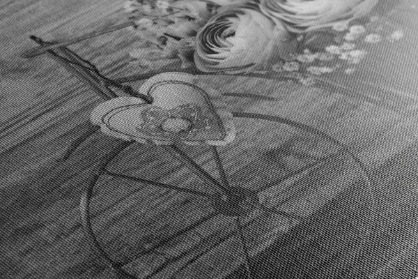 Tablou flori splendide într-o vază vintage alb-negru