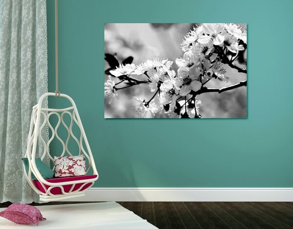 Tablou floare de cires alb-negru
