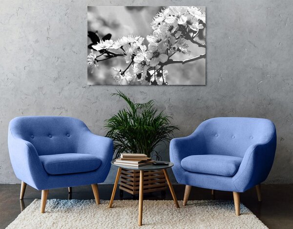 Tablou floare de cires alb-negru