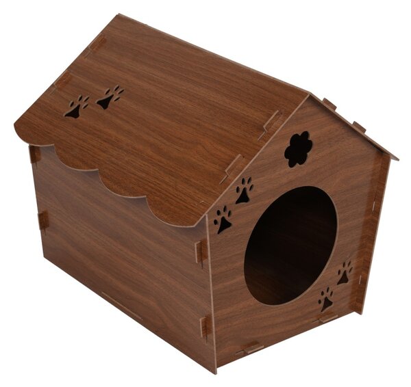 Casă pentru pisici din lemn 199 Nuc 43x40x38 cm