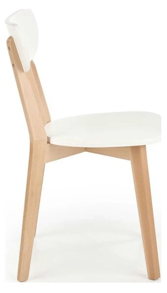 Scaun BUGGI, alb/stejar, lemn de fag, 45X50X81 CM