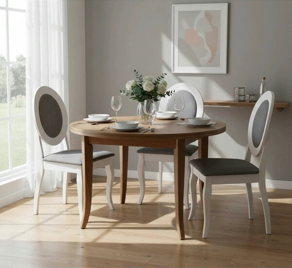 Scaun vintage alb BAROCK, lemn de cauciuc, 45x51x93 cm