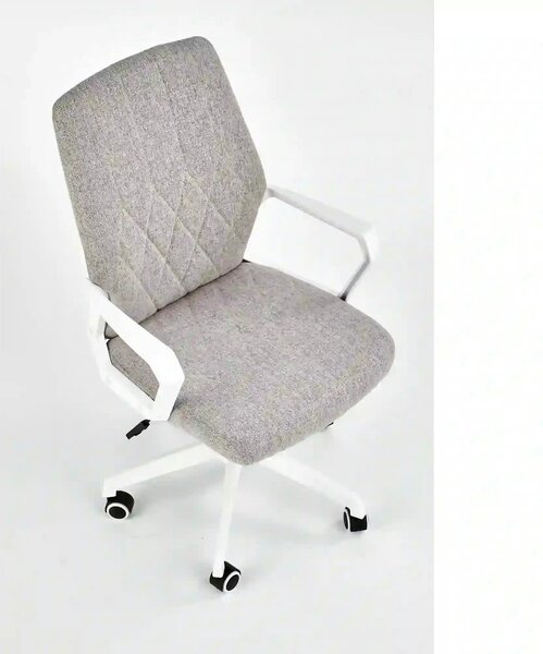 Scaun de birou SPIN 2, grej/alb, stofa clasica/metal, 59x62x99/106 cm