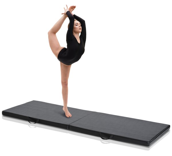 HOMCOM Tapet de Gimnastică Pliabil, Tapet Fitness Gros de 5 cm și Antialunecare, 180x60x5 cm, Negru | Aosom Romania