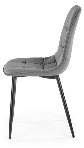 Scaun tapitat K417, gri/negru, stofa catifelata/metal, 46x56x87 cm