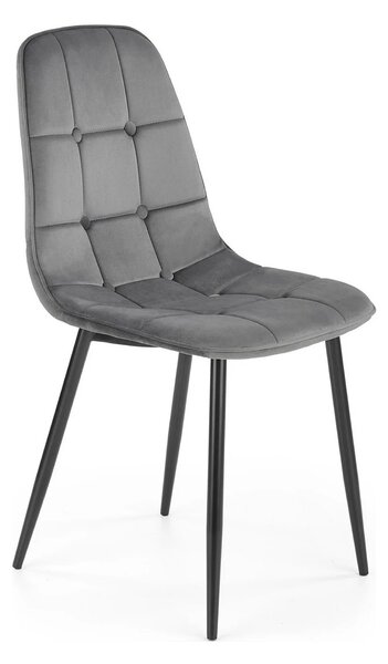 Scaun tapitat K417, gri/negru, stofa catifelata/metal, 46x56x87 cm
