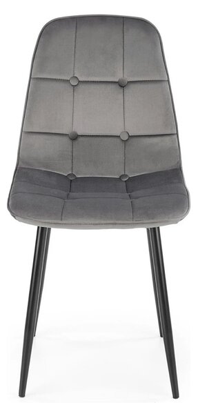 Scaun tapitat K417, gri/negru, stofa catifelata/metal, 46x56x87 cm