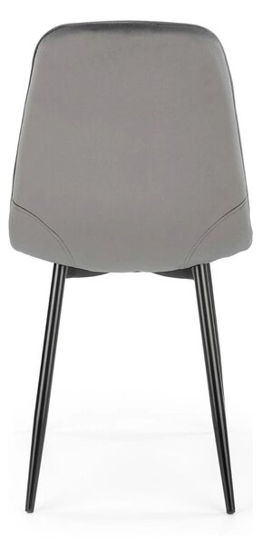 Scaun tapitat K417, gri/negru, stofa catifelata/metal, 46x56x87 cm