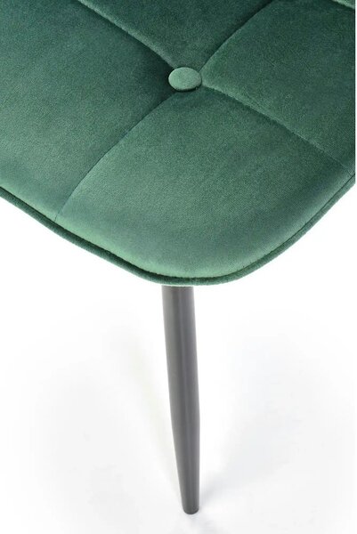 Scaun tapitat K417, verde/negru, stofa catifelata/metal, 46x56x87 cm