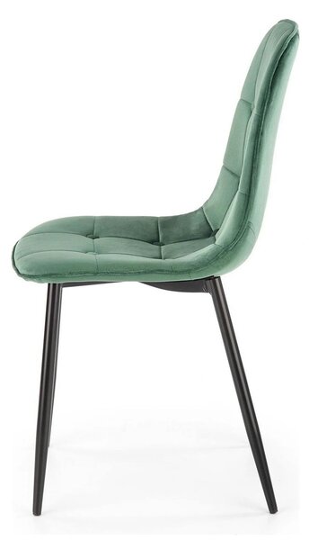 Scaun tapitat K417, verde/negru, stofa catifelata/metal, 46x56x87 cm