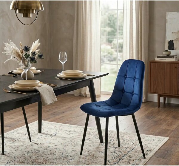 Scaun tapitat K417, albastru, 46x56x87 cm