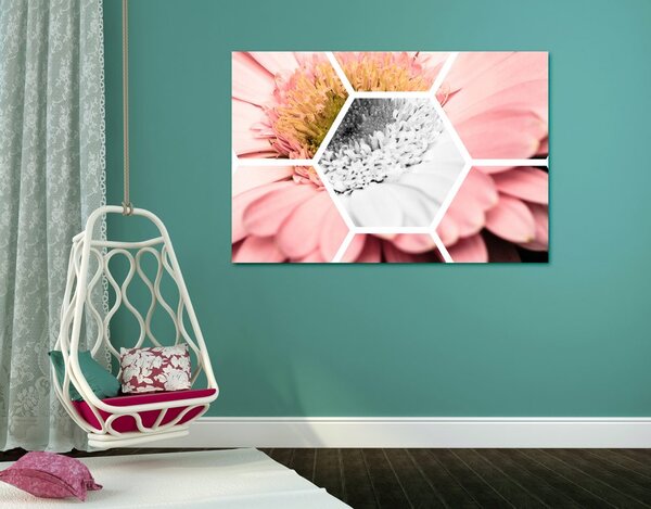 Tablou gerbera în hexagon