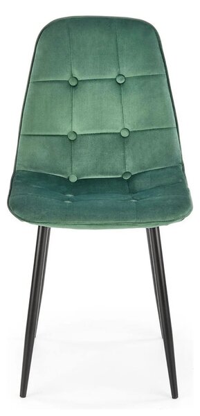 Scaun tapitat K417, verde/negru, stofa catifelata/metal, 46x56x87 cm