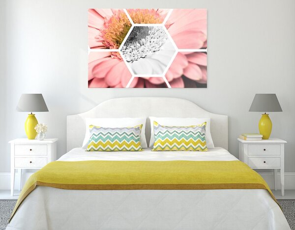 Tablou gerbera în hexagon