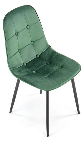 Scaun tapitat K417, verde/negru, stofa catifelata/metal, 46x56x87 cm