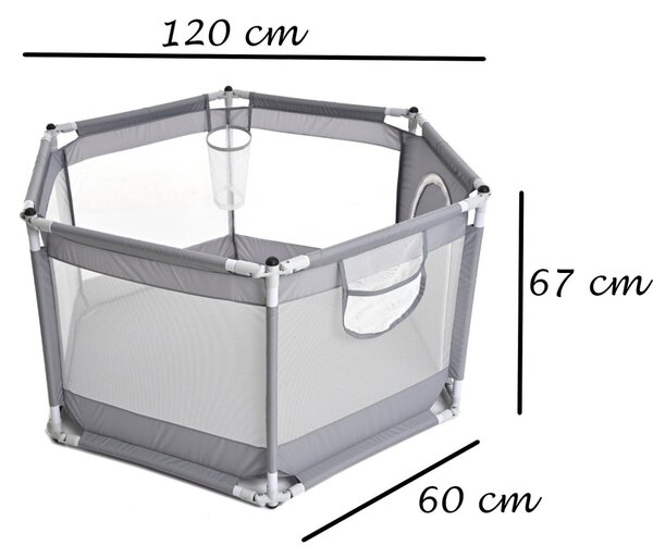 Piscina de bile pliabila Gri 120x67x60 cm