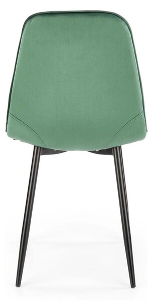 Scaun tapitat K417, verde/negru, stofa catifelata/metal, 46x56x87 cm