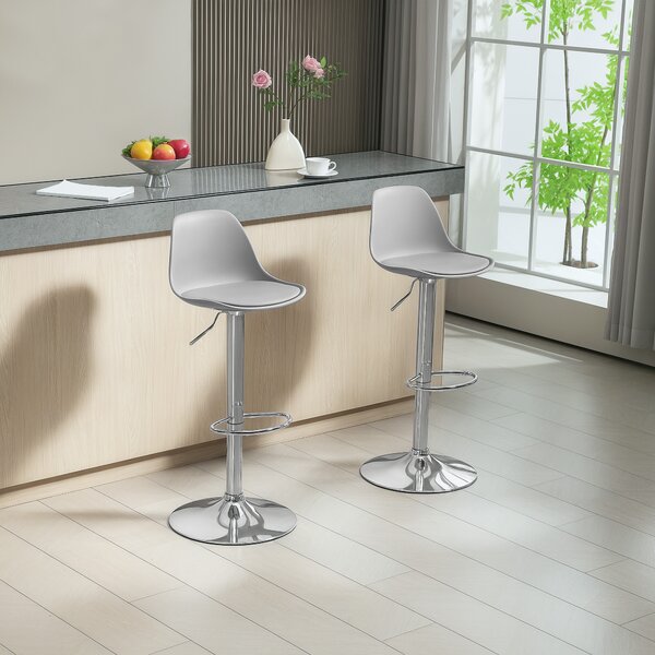 Homcom Set 2 Scaune Bar – Reglabile, Cu Spatar si Pivotante | Aosom Romania