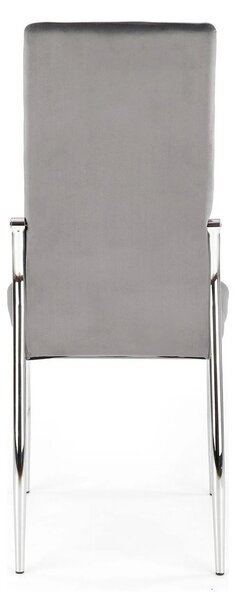 Scaun tapitat K416, gri/argintiu, stofa catifelata/metal, 43x54x101 cm