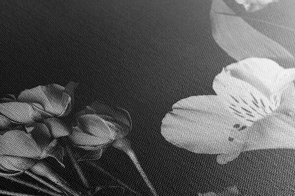 Tablou flori elegante alb-negru