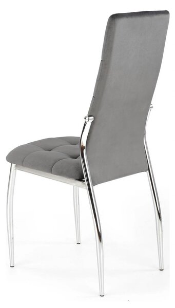 Scaun tapitat K416, gri/argintiu, stofa catifelata/metal, 43x54x101 cm