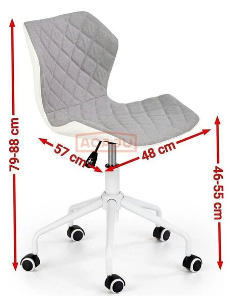 Scaun de birou MATRIX 3, alb/roz, piele ecologica/stofa, 48x57x79/88 c