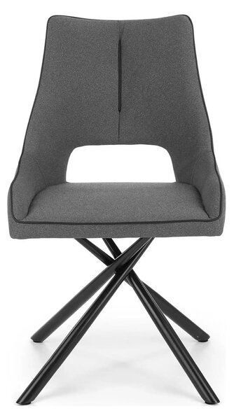 Scaun tapitat K409, gri inchis/negru, stofa clasica/metal, 49x52x84 cm