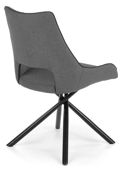 Scaun tapitat K409, gri inchis/negru, stofa clasica/metal, 49x52x84 cm