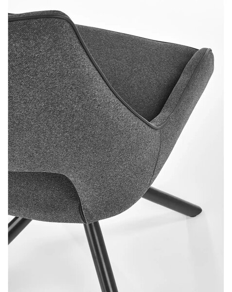 Scaun tapitat K409, gri inchis/negru, stofa clasica/metal, 49x52x84 cm