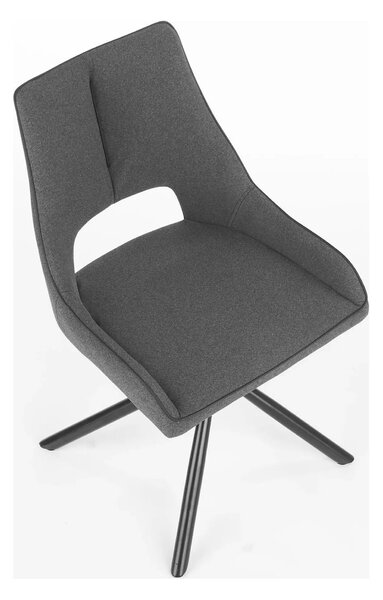 Scaun tapitat K409, gri inchis/negru, stofa clasica/metal, 49x52x84 cm