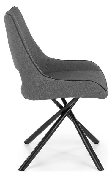 Scaun tapitat K409, gri inchis/negru, stofa clasica/metal, 49x52x84 cm