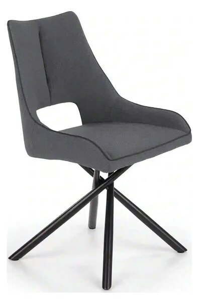 Scaun tapitat K409, gri inchis/negru, stofa clasica/metal, 49x52x84 cm