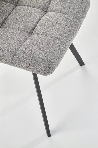 Scaun tapitat K402, gri/negru, stofa clasica/metal, 45x55x86 cm
