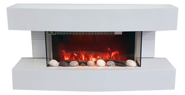 Semineu electric 3D ElectricSun Paula alb mic, cu sunet, 10 culori, Wi-Fi cu APP internet L81xH41x22cm