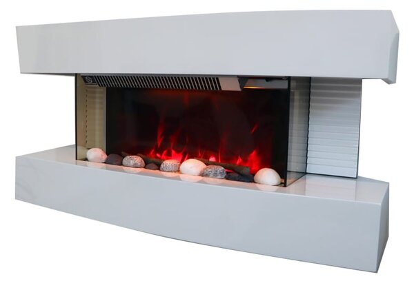 Semineu electric 3D ElectricSun Paula alb mic, cu sunet, 10 culori, Wi-Fi cu APP internet L81xH41x22cm