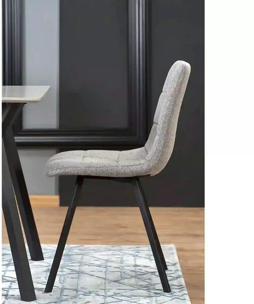 Scaun tapitat K402, gri/negru, stofa clasica/metal, 45x55x86 cm