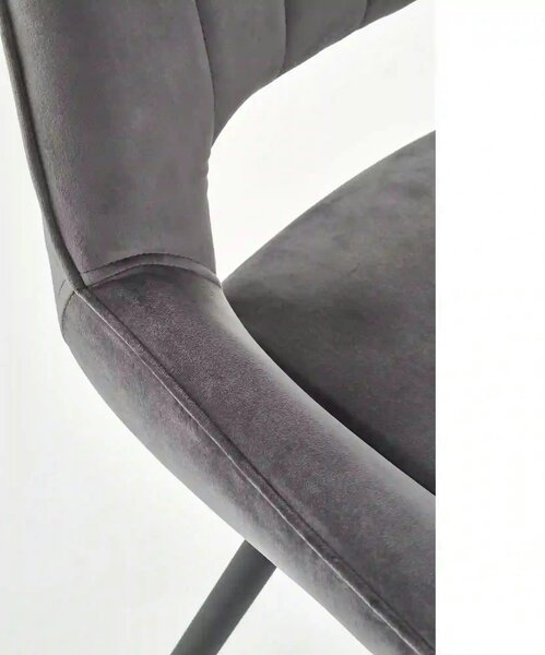 Scaun tapitat K404, gri/negru, stofa/metal, 52x58x88 cm