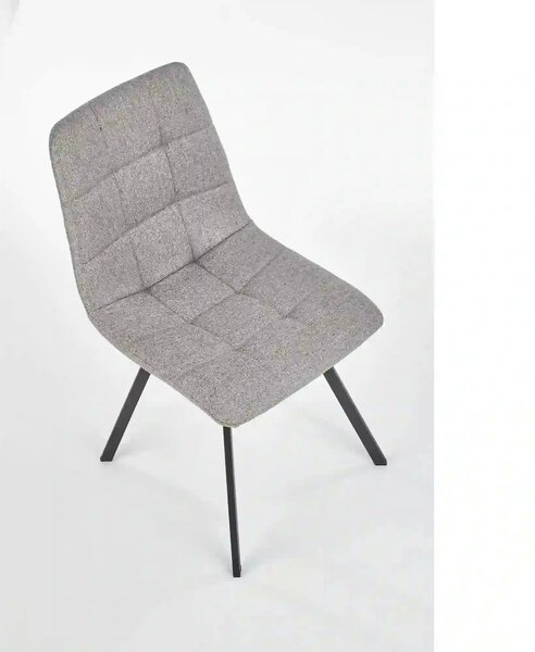 Scaun tapitat K402, gri/negru, stofa clasica/metal, 45x55x86 cm