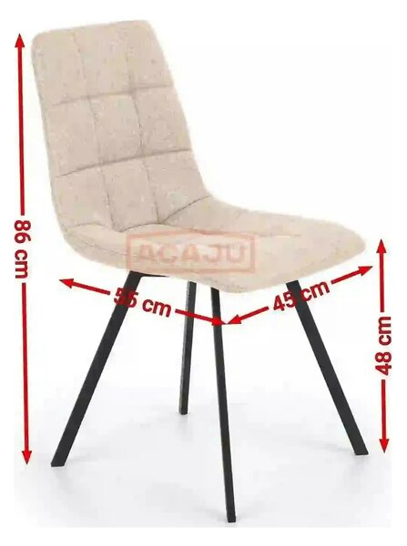 Scaun bucatarie tapitat stofa clasica K402, bej/negru, 45x55x86 cm