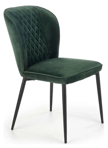 Scaun tapitat K399, verde/negru, stofa/metal, 50x60x84 cm