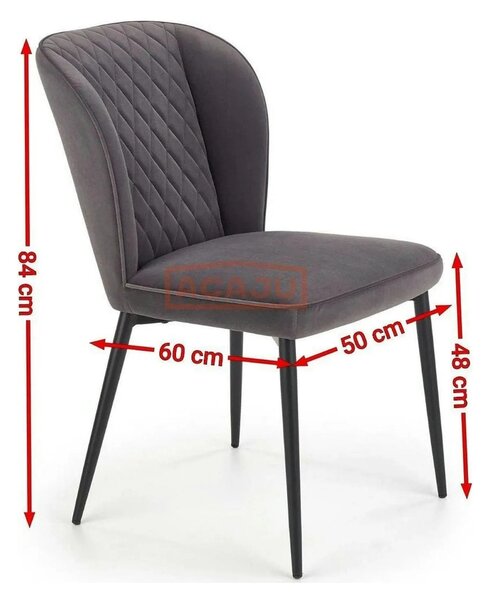 Scaun tapitat K399, verde/negru, stofa/metal, 50x60x84 cm