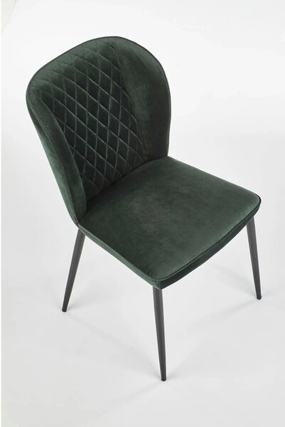Scaun tapitat K399, verde/negru, stofa/metal, 50x60x84 cm