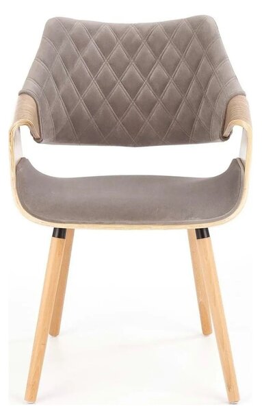 Scaun modern dining K396, stejar/gri, stofa catifelata/placaj, 56x55x7